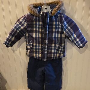 Plaid Winter Jacket and Pants Set